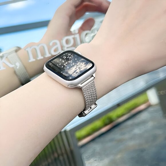 NEW Adjustable Slim Stylish Strap Silver Stainless For Apple Watch - Silver - Picture 3 of 5